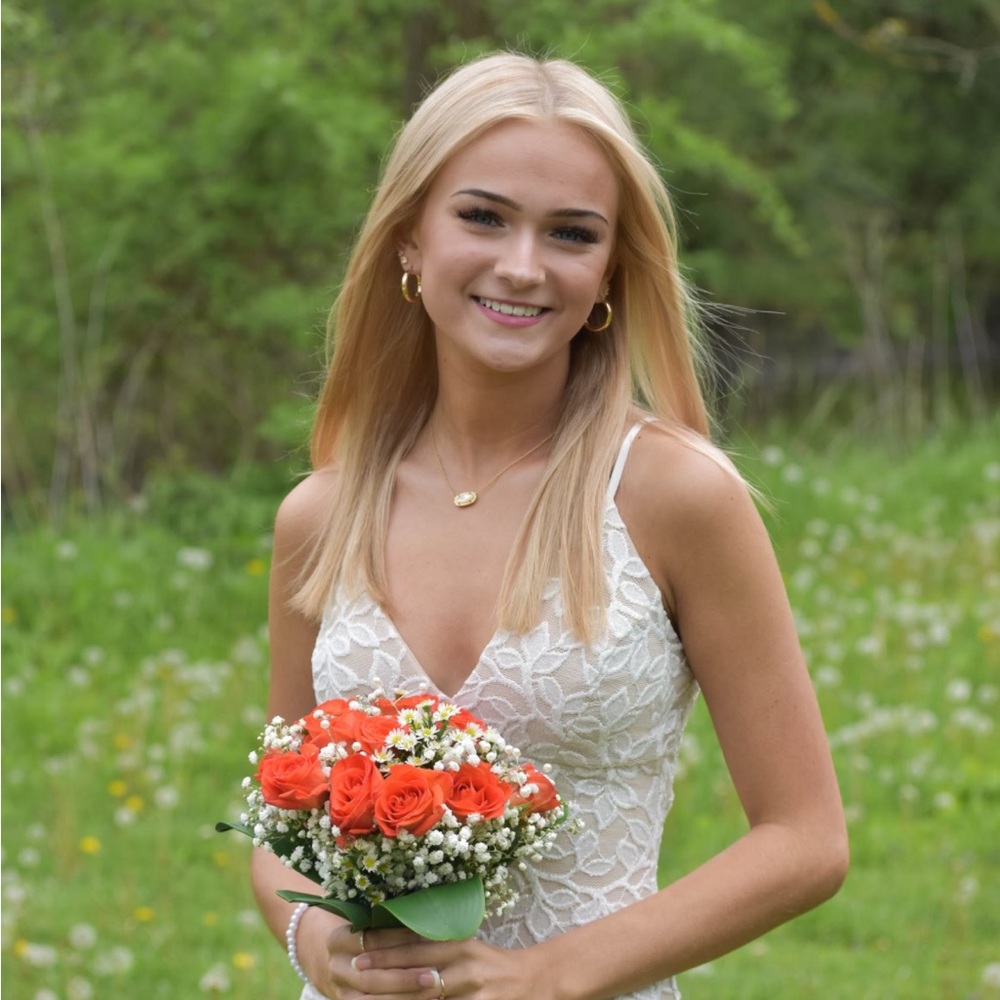Emerald Sundae White Lace Prom Dress